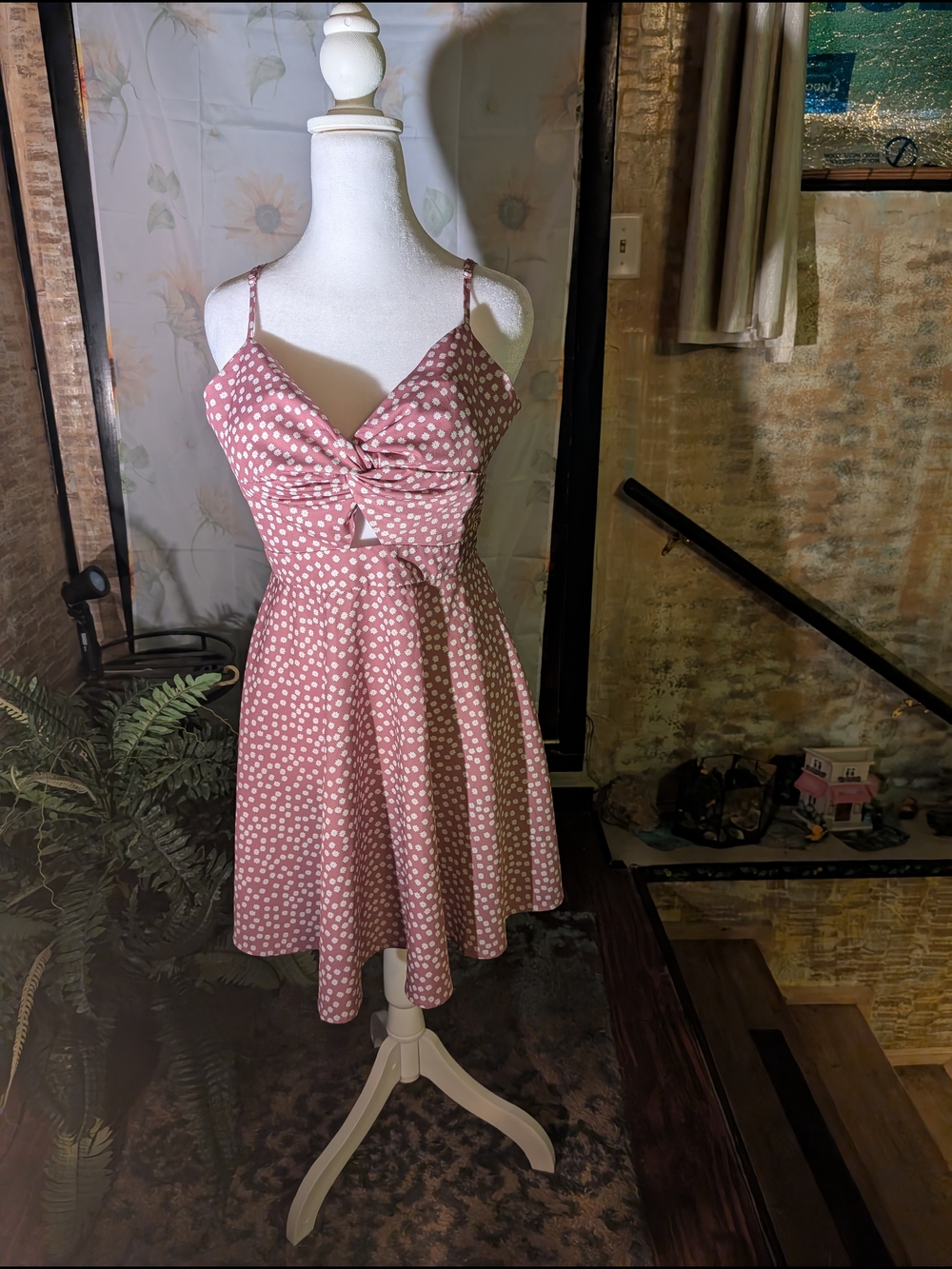 Pink Polka Dot Fit-and-Flare Dress